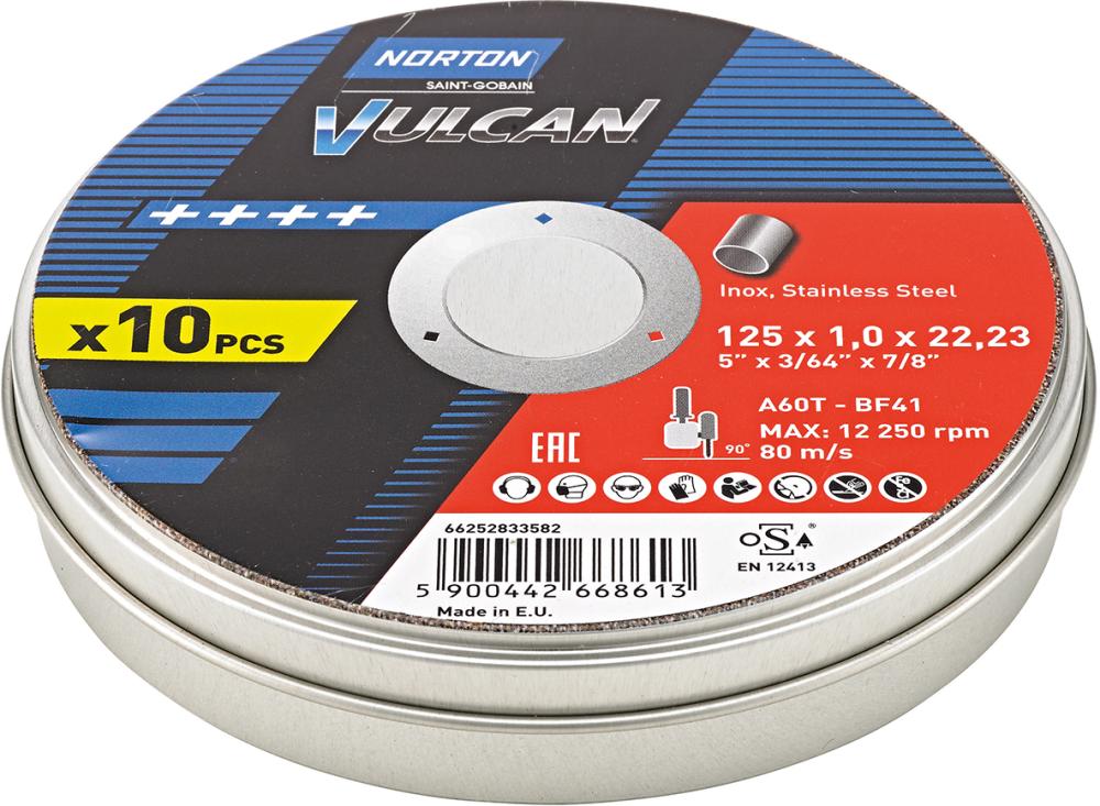 NORTON Trennscheibe Vulcan Inox ø 125x1,0mm Dose 10 Stück