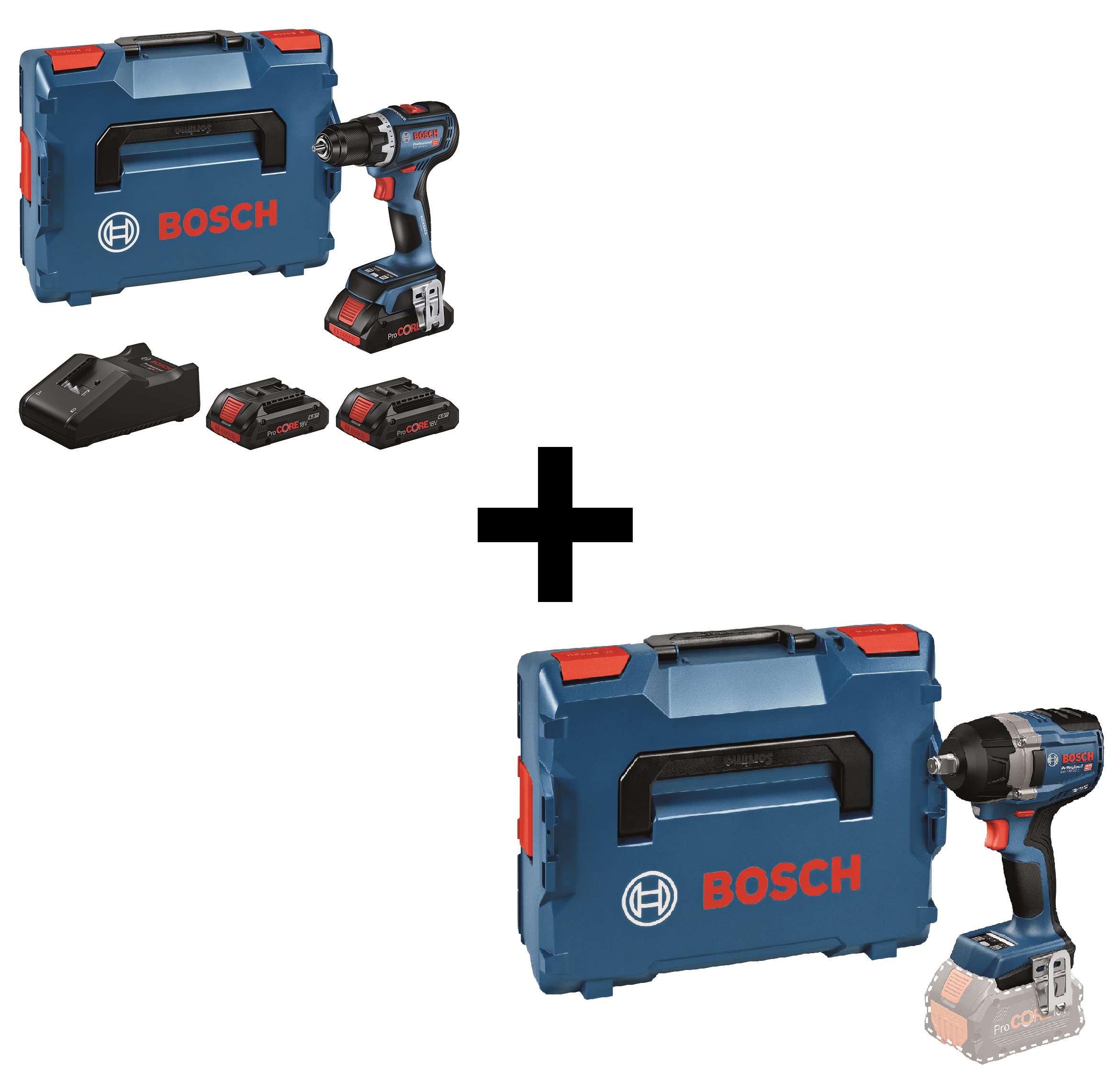Bosch Akku-Bohrschrauber GSR 18V-90C + Schlagschrauber GDS 18V-750C