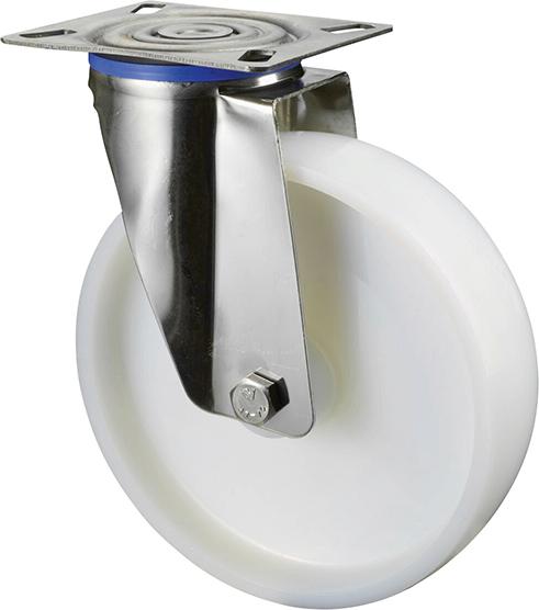 BS ROLLEN Lenkrolle H100.A90.201 ohne Feststeller Rad ø200mm 400kg edelstahl