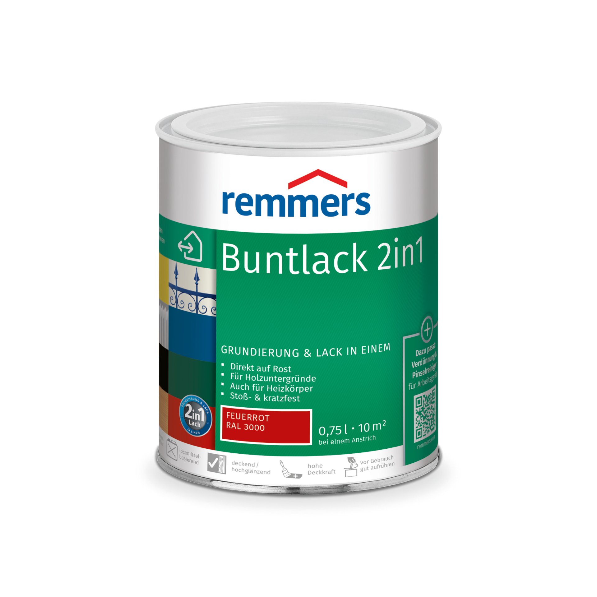 Buntlack 2in1 feuerrot (RAL 3000) 0,75 l