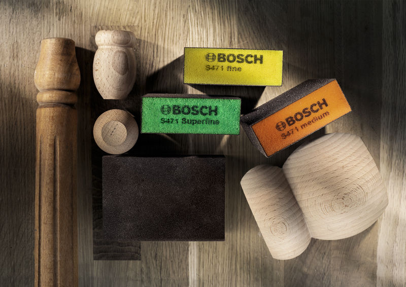 Bosch S471 Schleifschwämme für feine, superfeine und mittlere Körnung. Detailbild