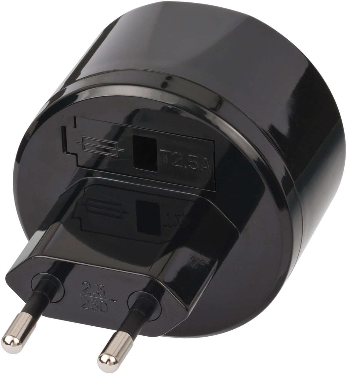 Reisestecker USA => Euro mit 2,5A Sicherung