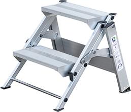 Alu-Klapptreppe 2 Stufen ohne Bügel Höhe o. Stufe 0,42 m Arbeitshöhe bis 2,40 m