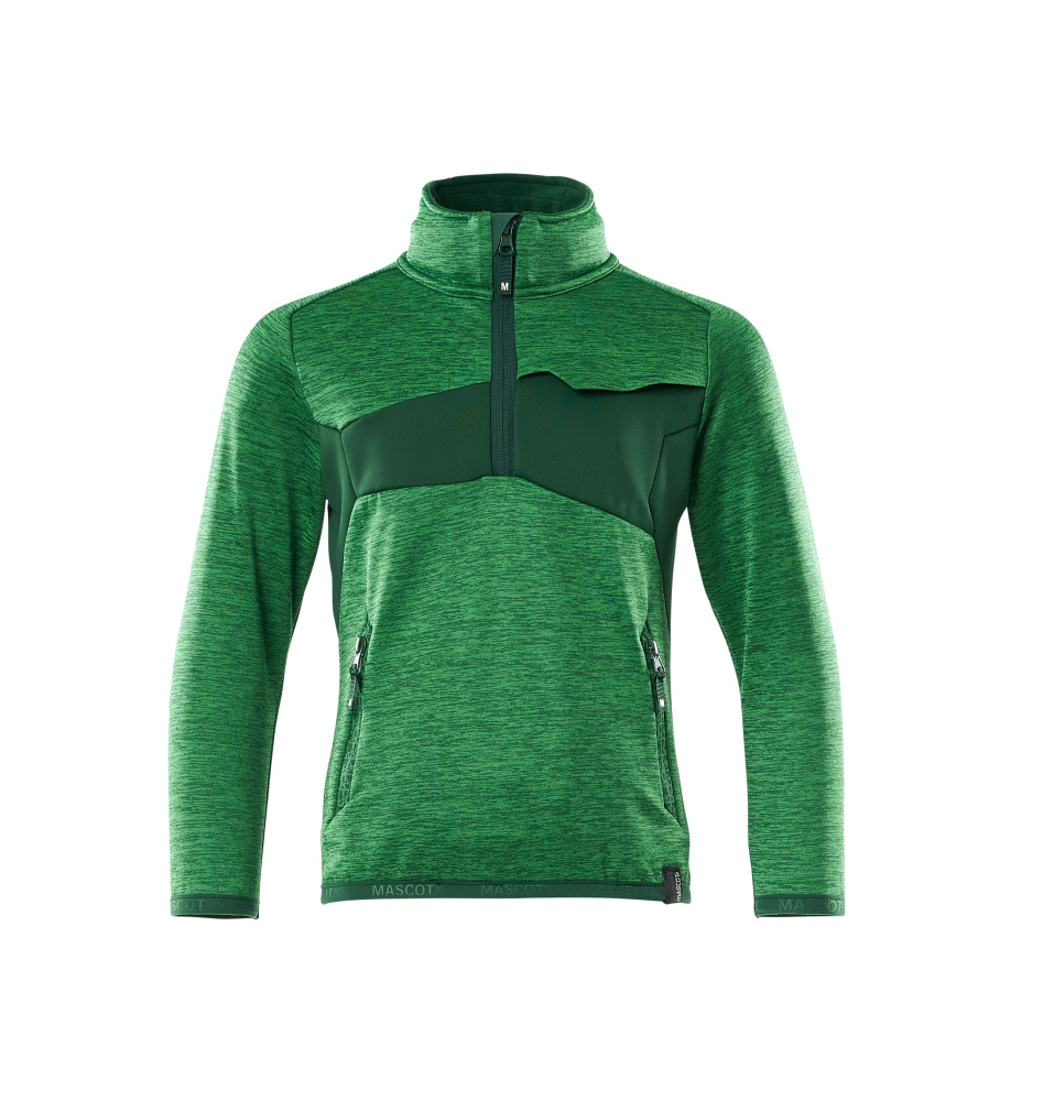 Produktfoto Fleecepullover für Kinder, kurzer Zipper Pullover für Kinder Größe 104, grasgrün/grün
