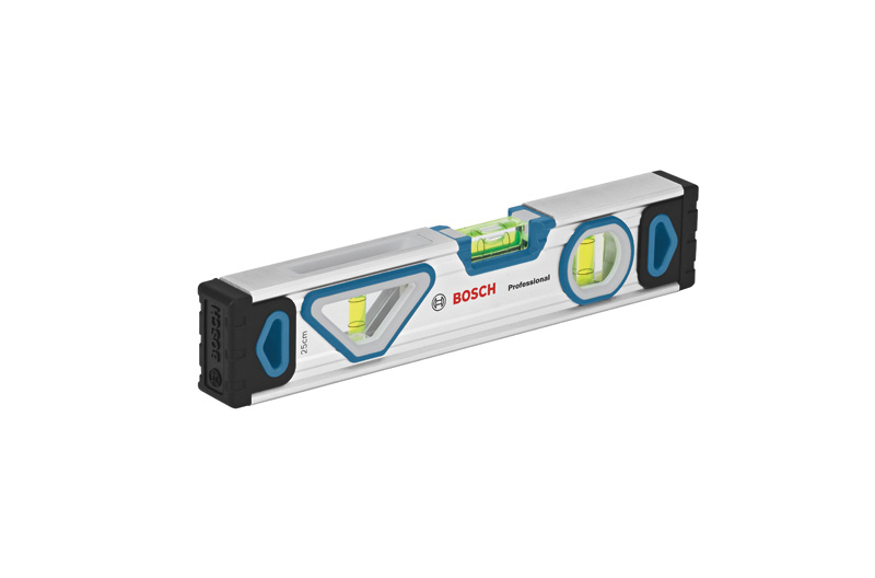 25-cm-Wasserwaage von Bosch mit Messlibellen. Produktbild dynamisch