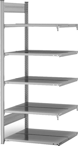 Anbauregal zerlegt HZA 17607 DA, 5 Böden 1750x600x750mm verzinkt