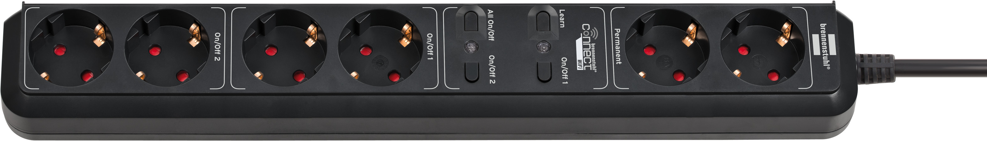 brennenstuhl®Connect Eco-Line WiFi Steckdosenleiste 6-fach 1,5m H05VV-F3G1,5 schwarz