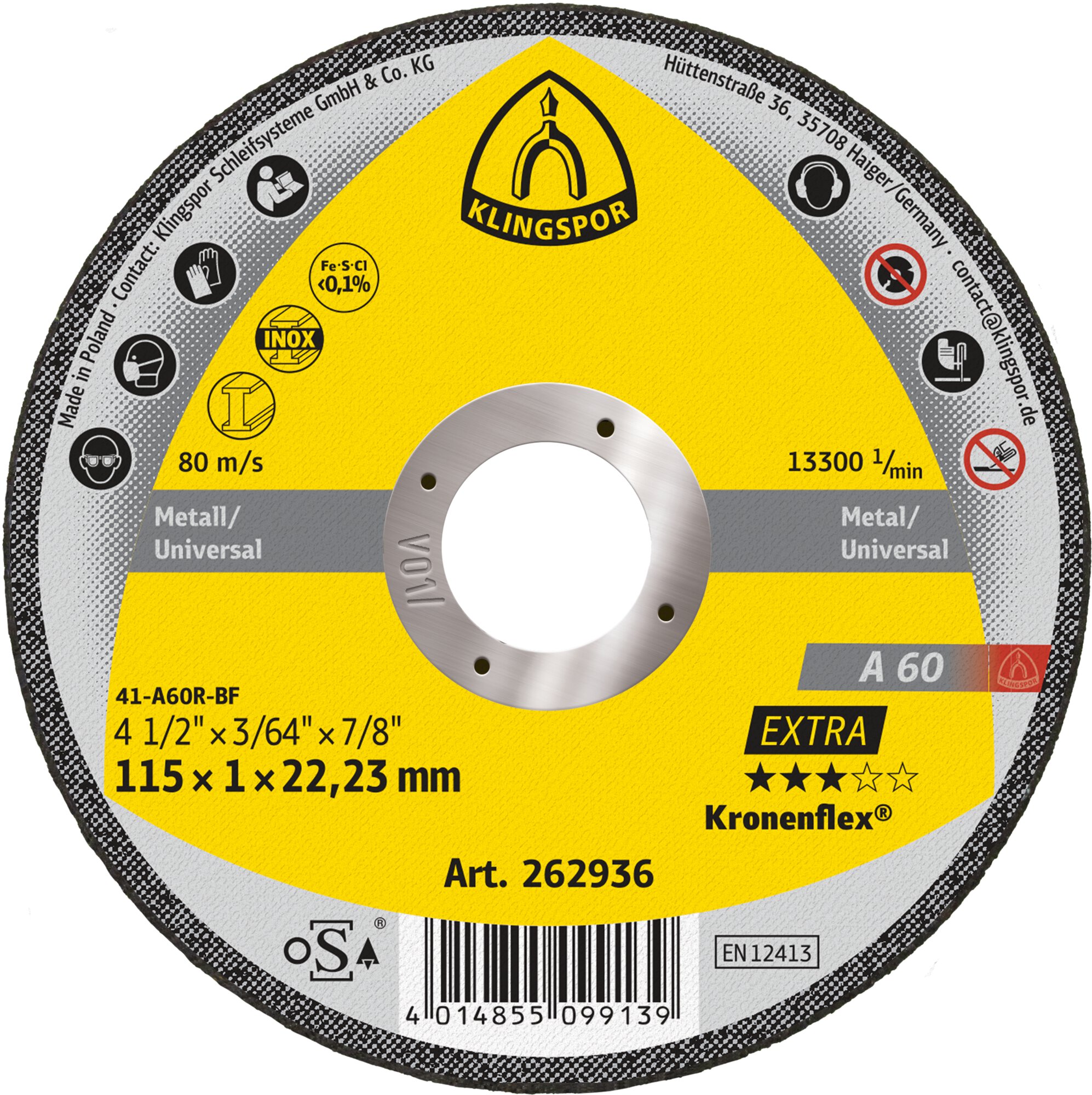 A 60 EX Trennscheiben, 115 x 1 x 22,23 mm gerade