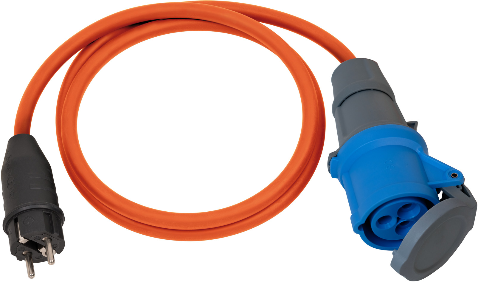 Camping-/Maritim Adapterkabel IP44 1,5m orange H07RN-F 3G2,5 Schutzkontakt-Stecker, CEE-Kupplung 230V/16A