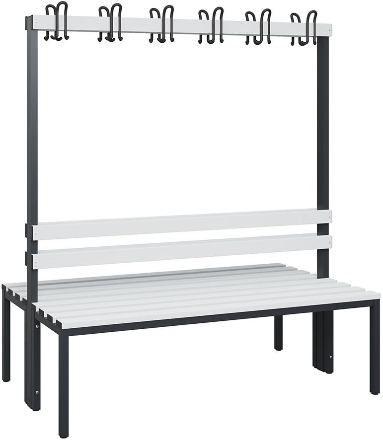 C+P Doppelseitiger Garde-robenschrank Kunststoff ohne Schuhr. 4 Füße B150-0xT770xH1716mm RAL7021