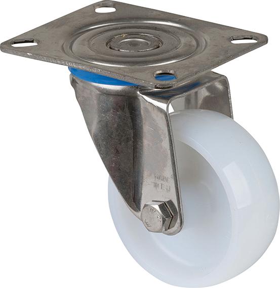 BS ROLLEN Lenkrolle H100.A90.081 ohne Feststeller Rad ø80mm 150kg edelstahl