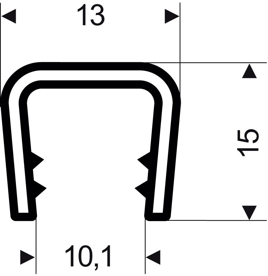 Kantenschutz flexibel konisch, schwarz, 13x15 mm, Klemmbereich 6,0-8,0mm, 50m FORTIS