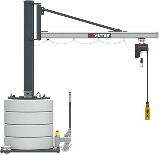 Mobiler Säulenschwenkkran125kg,2,9m,270 MOBILUS+Elektrokettenzug MOB12-US1,25-2,9