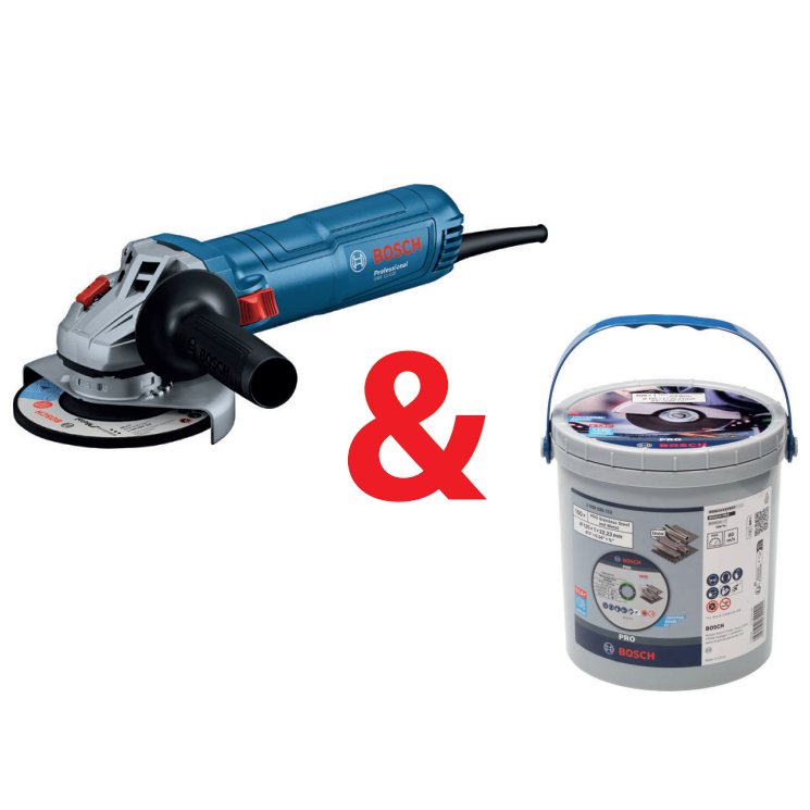 Set: Bosch Winkelschleifer GWS 12-125 Professional inkl. PRO Trennscheiben