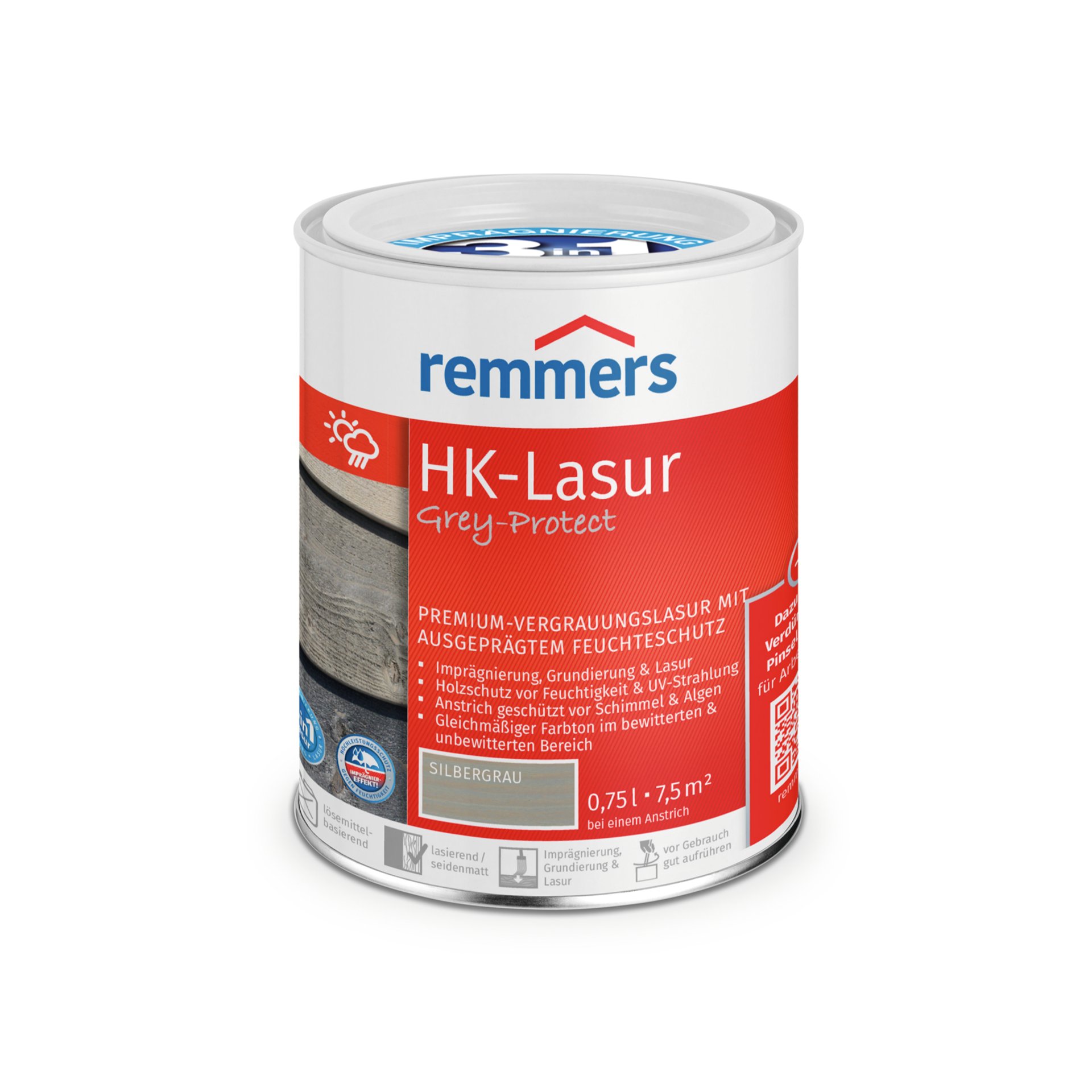 HK-Lasur Grey-Protect silbergrau (RC-970) 0,75 l