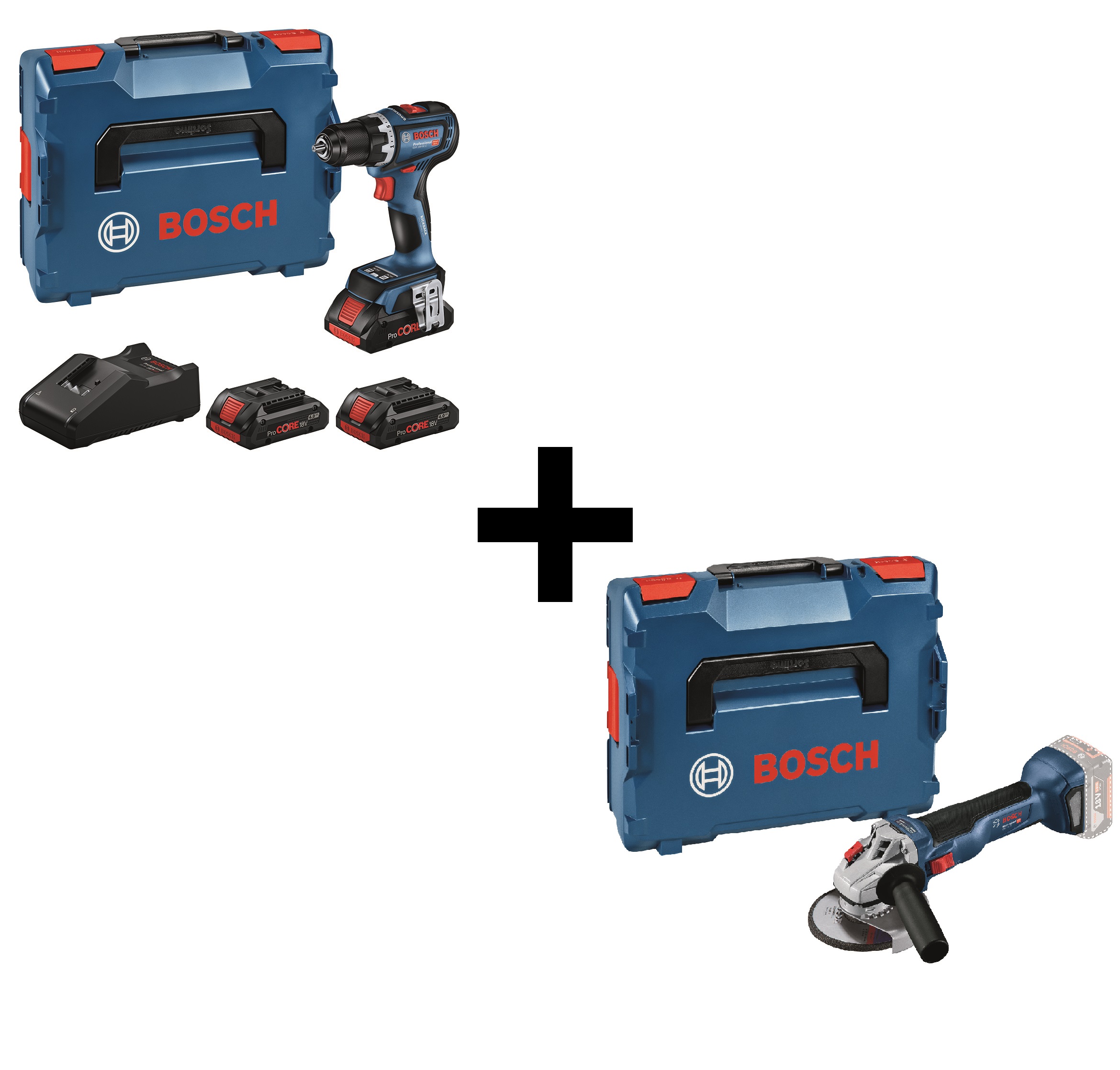 Bosch Akku-Bohrschrauber GSR 18V-90C + Winkelschleifer GWS 18V-10 SC